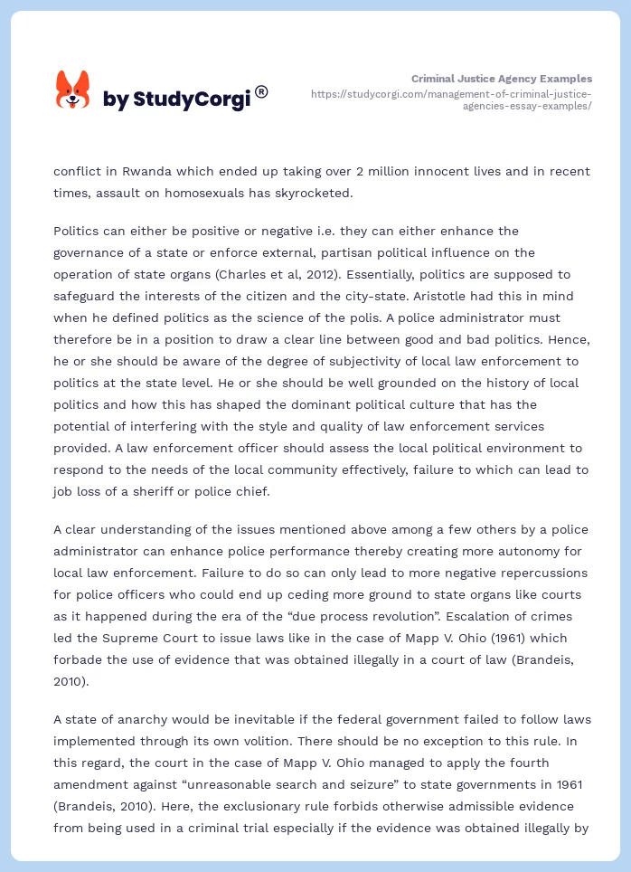 Management of Criminal Justice Agencies. Page 2