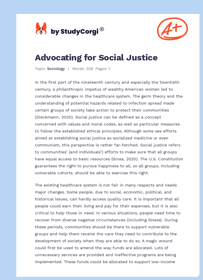 Advocating for Social Justice. Page 1