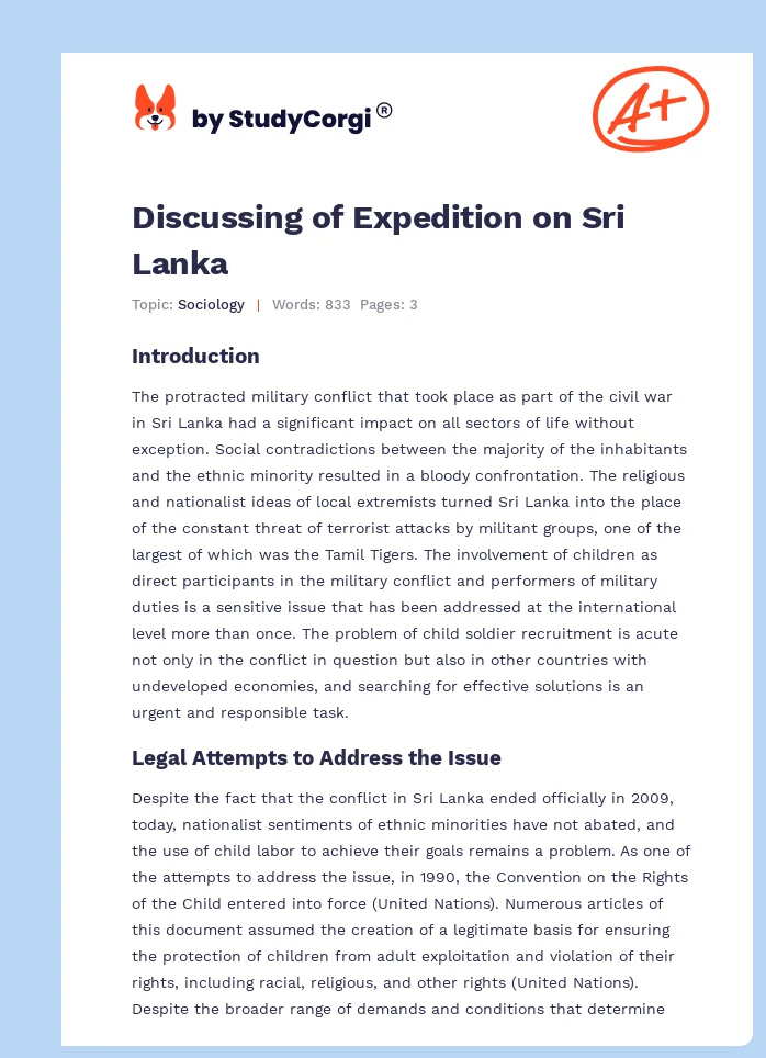 Discussing of Expedition on Sri Lanka. Page 1