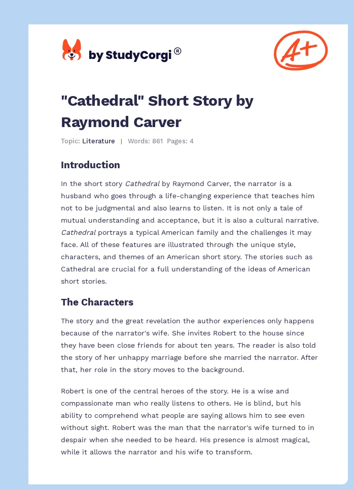 "Cathedral" Short Story by Raymond Carver. Page 1