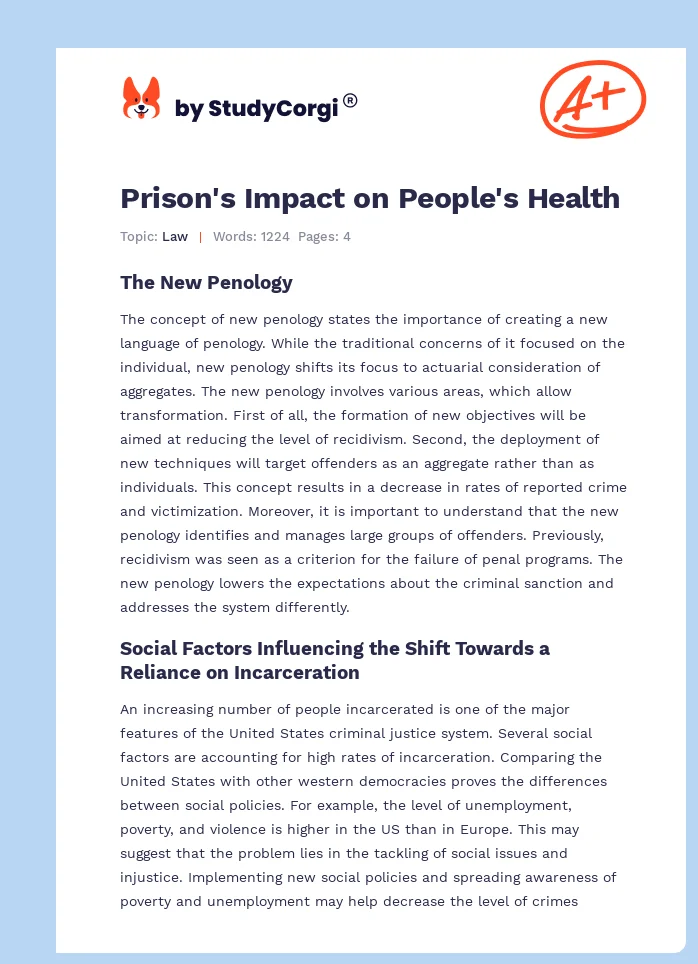 Prison's Impact on People's Health. Page 1