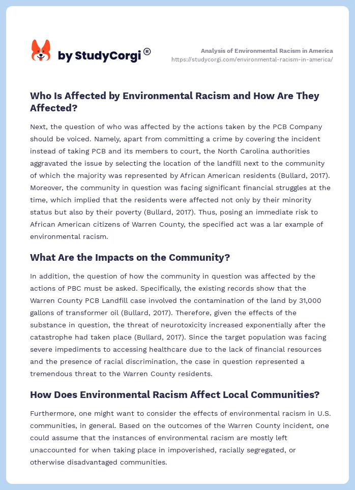 Analysis of Environmental Racism in America. Page 2