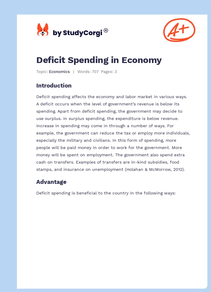 Deficit Spending in Economy. Page 1