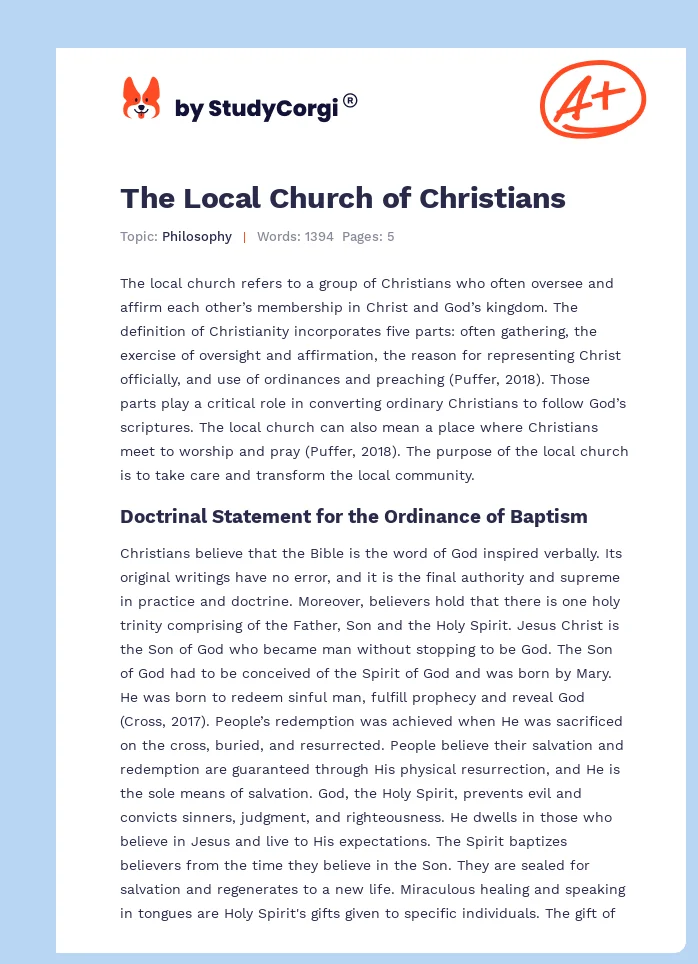 The Local Church of Christians. Page 1