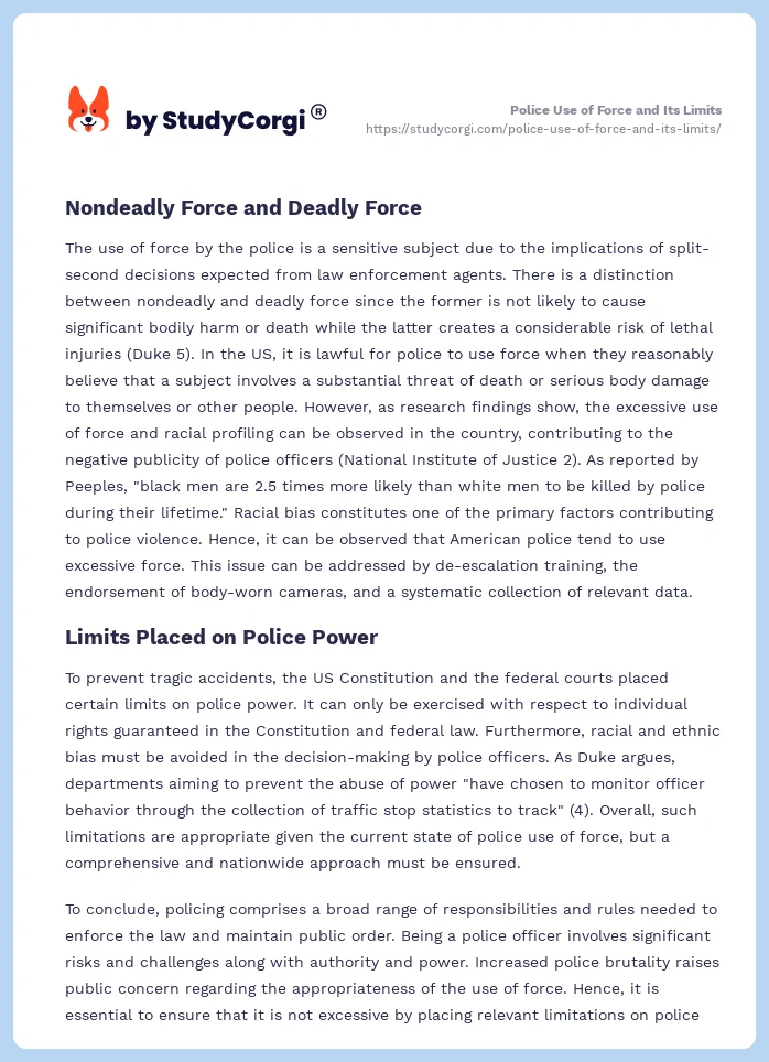Police Use of Force and Its Limits. Page 2