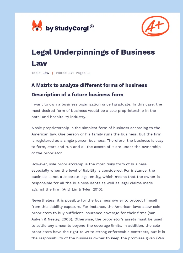 Legal Underpinnings of Business Law. Page 1