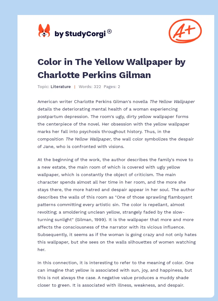 Color in The Yellow Wallpaper by Charlotte Perkins Gilman. Page 1