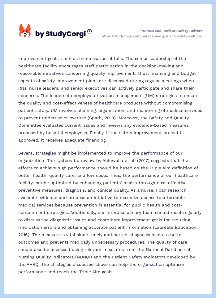 Nurses and Patient Safety Culture. Page 2