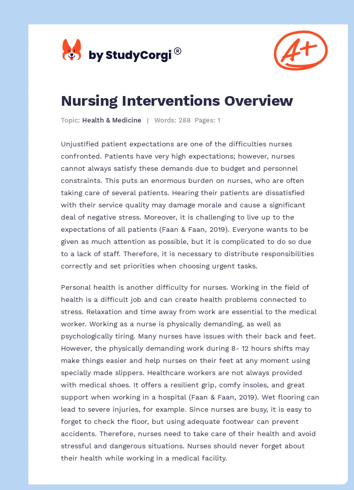 Nursing Interventions Overview. Page 1