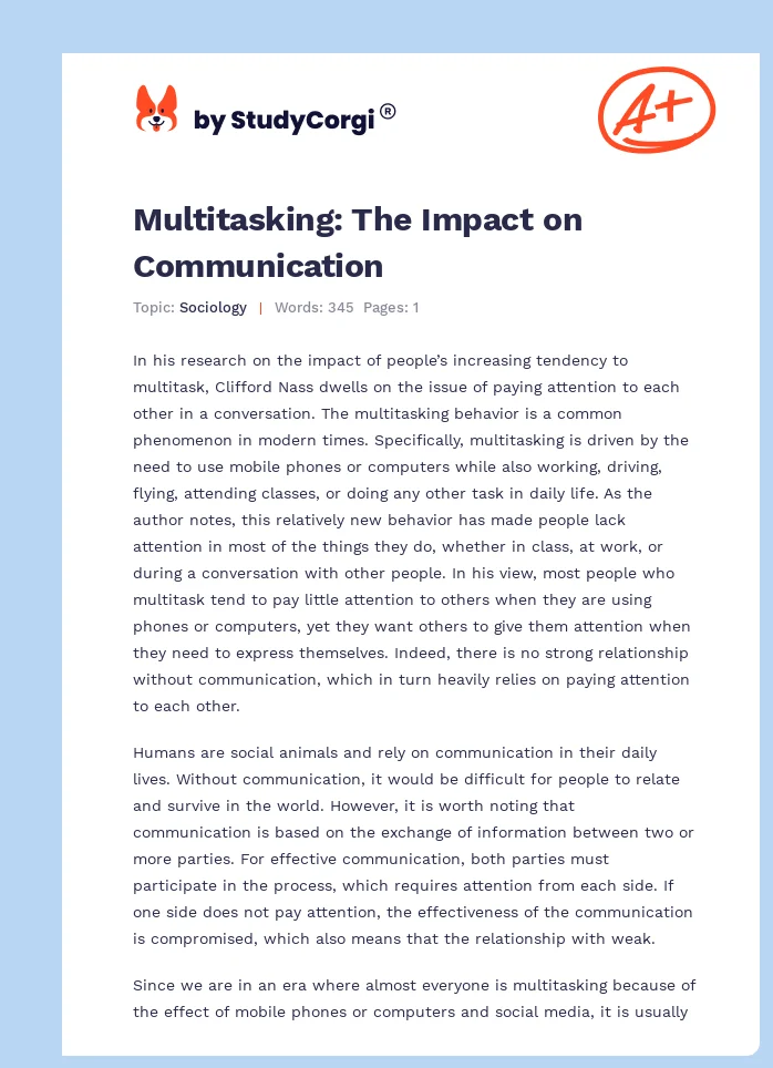 Multitasking: The Impact on Communication. Page 1