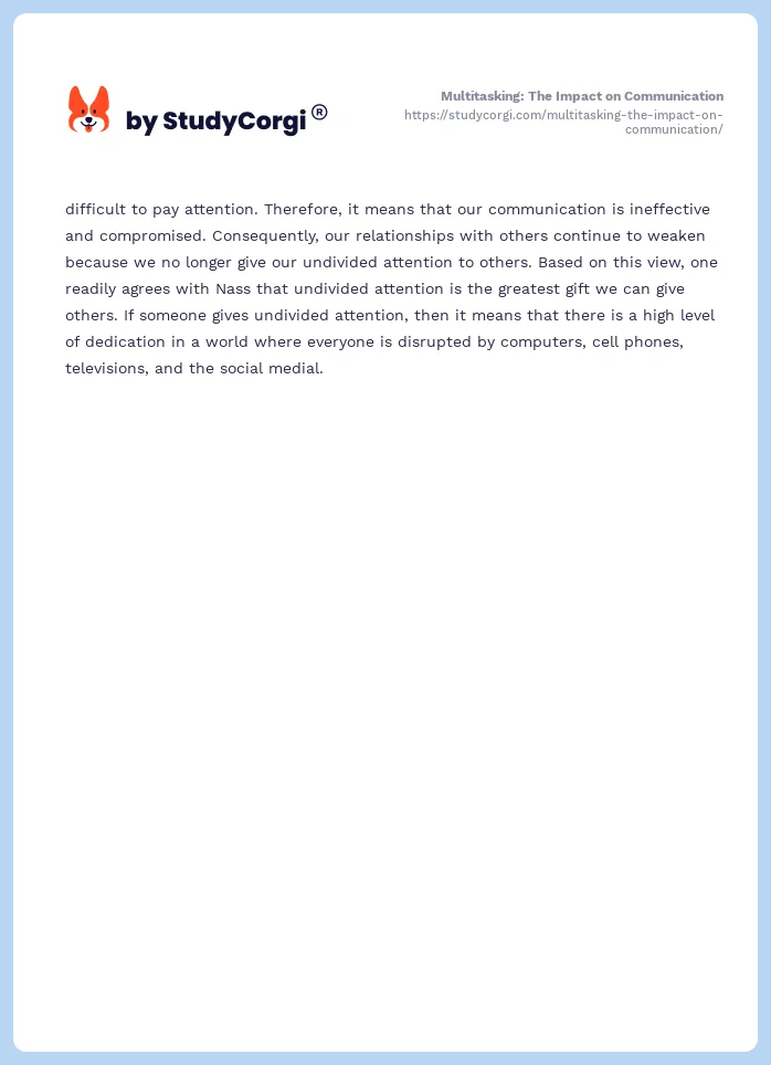 Multitasking: The Impact on Communication. Page 2