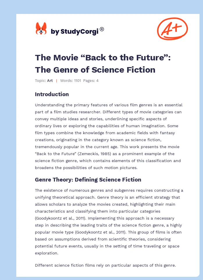 The Movie “Back to the Future”: The Genre of Science Fiction. Page 1