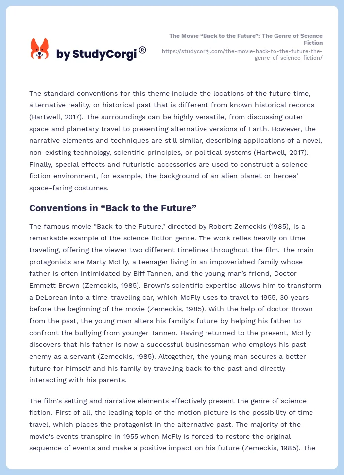 The Movie “Back to the Future”: The Genre of Science Fiction. Page 2