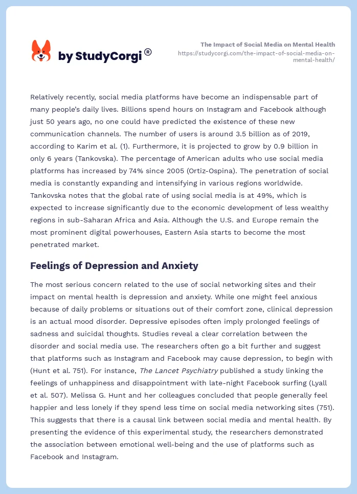 The Impact of Social Media on Mental Health. Page 2