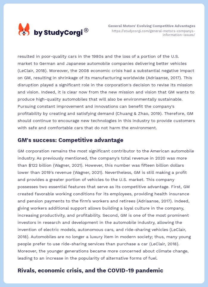 General Motors' Evolving Competitive Advantages. Page 2
