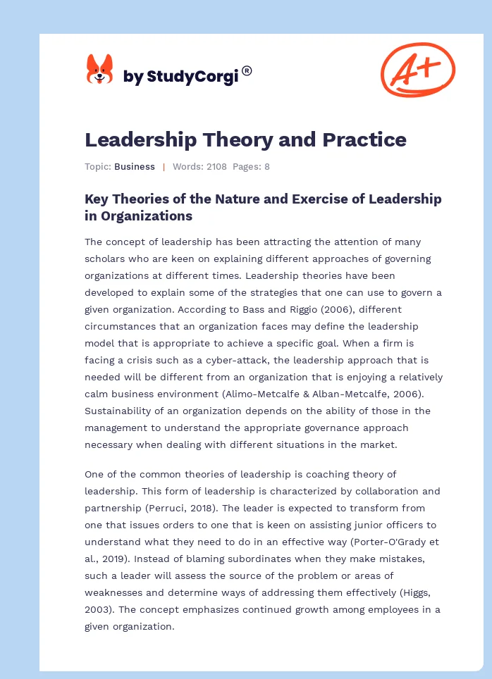 Leadership Theory and Practice. Page 1