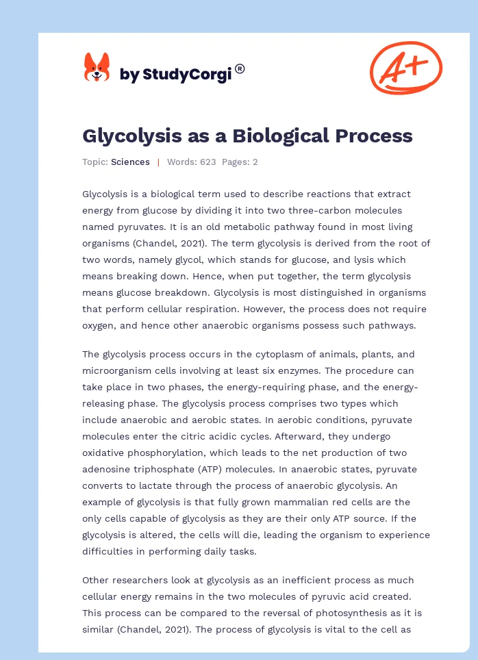 Glycolysis as a Biological Process. Page 1
