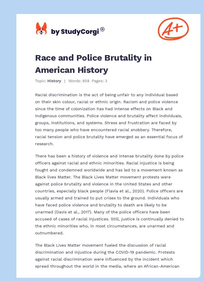 Race and Police Brutality in American History. Page 1