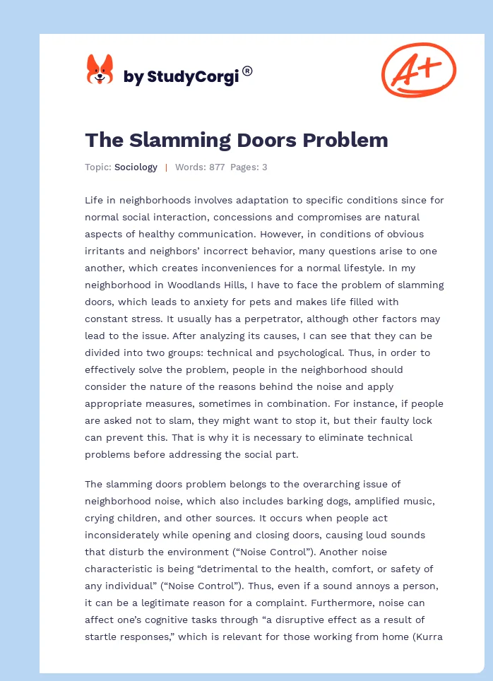 The Slamming Doors Problem. Page 1