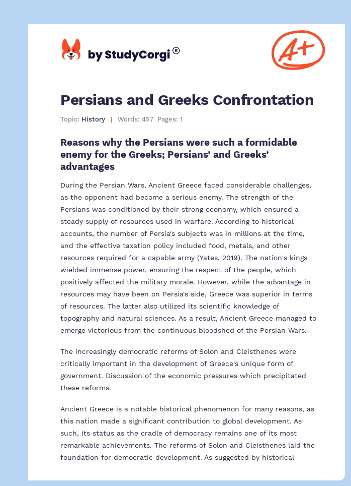 Persians and Greeks Confrontation. Page 1