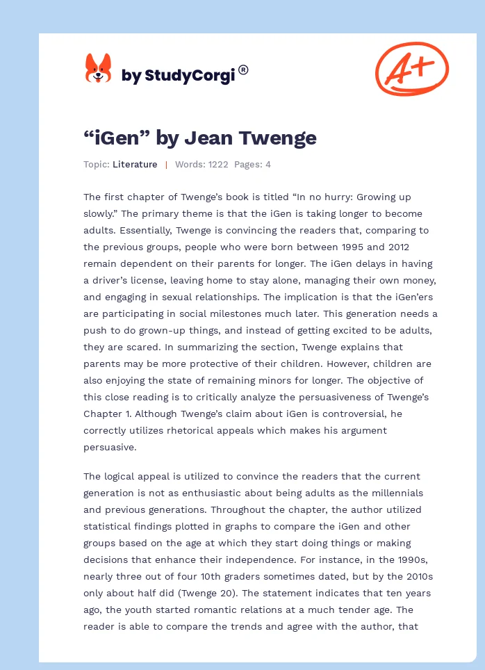 “iGen” by Jean Twenge. Page 1