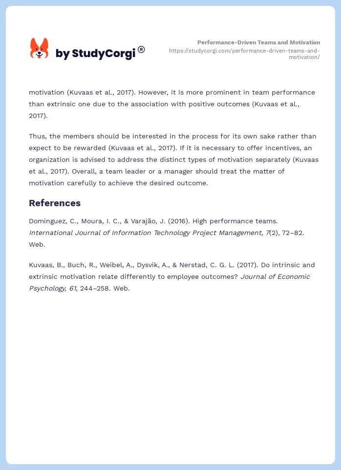 Performance-Driven Teams and Motivation. Page 2