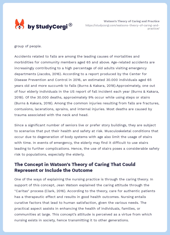 Watson’s Theory of Caring and Practice. Page 2