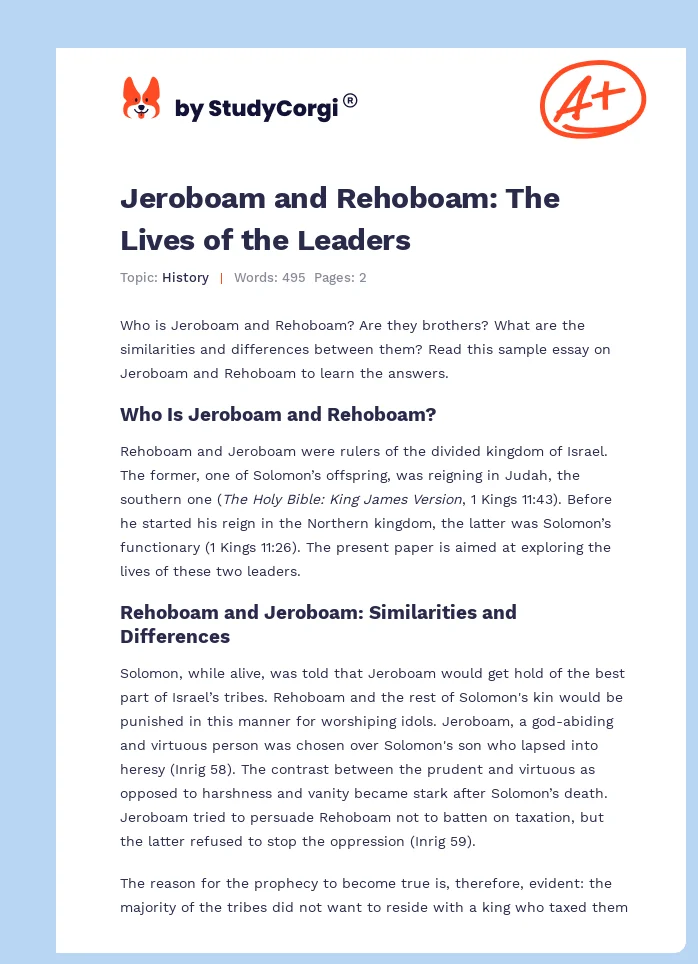 Jeroboam and Rehoboam: The Lives of the Leaders. Page 1