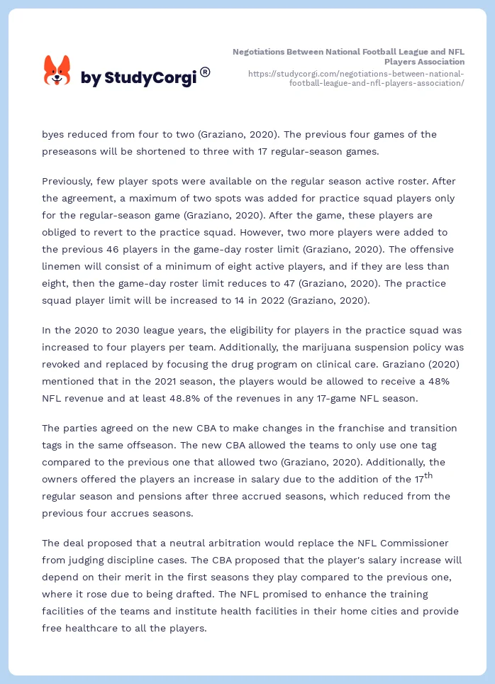 Negotiations Between National Football League and NFL Players Association. Page 2