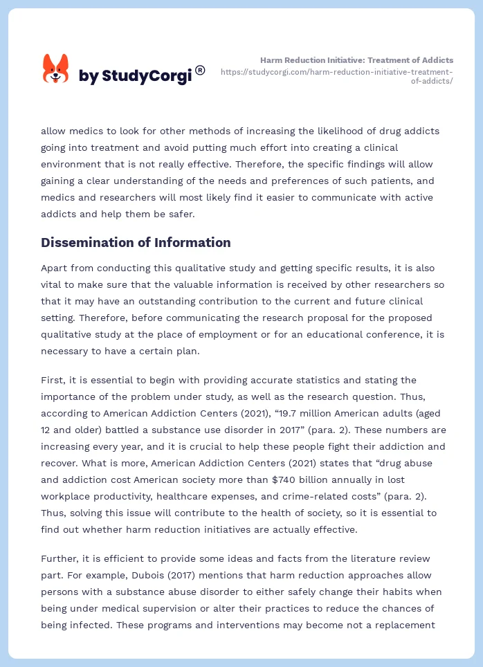Harm Reduction Initiative: Treatment of Addicts. Page 2