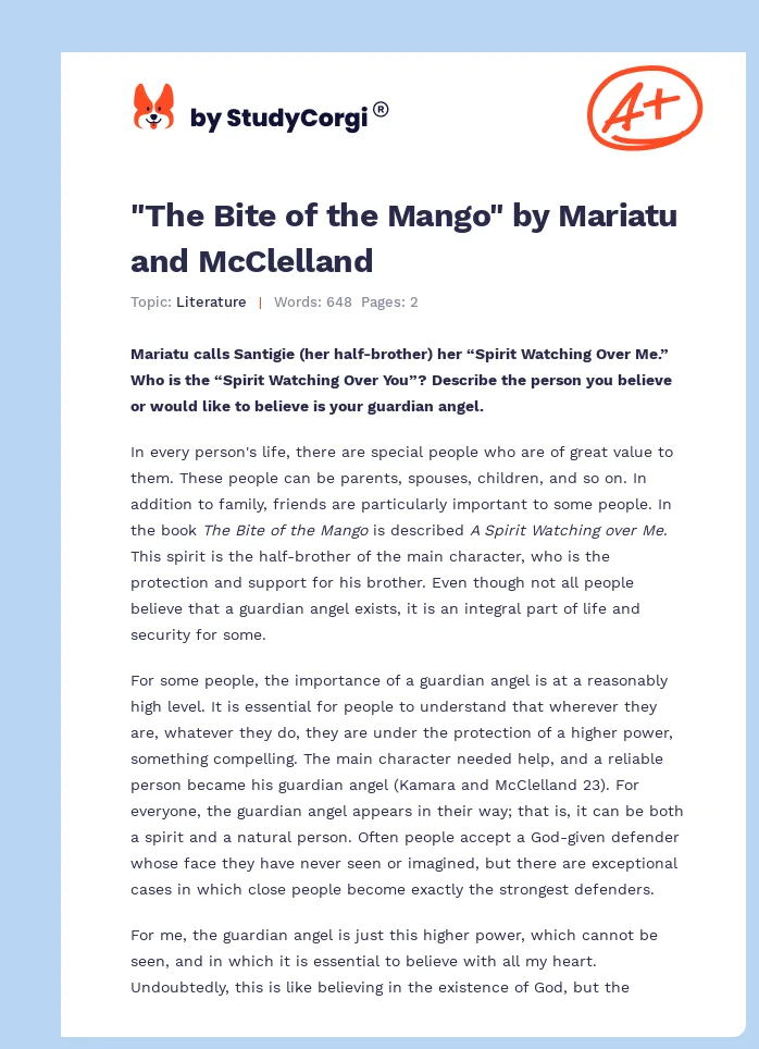 "The Bite of the Mango" by Mariatu and McClelland. Page 1