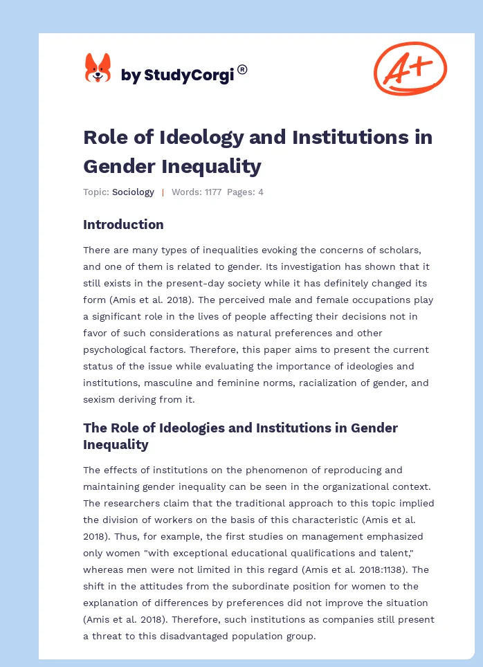 Role of Ideology and Institutions in Gender Inequality. Page 1