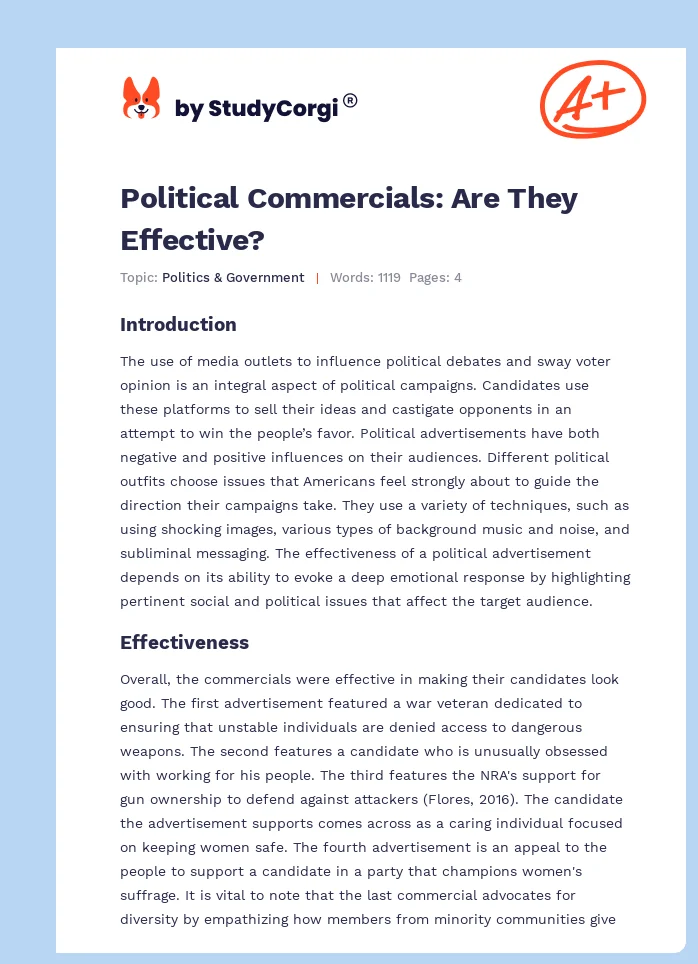 Political Commercials: Are They Effective?. Page 1