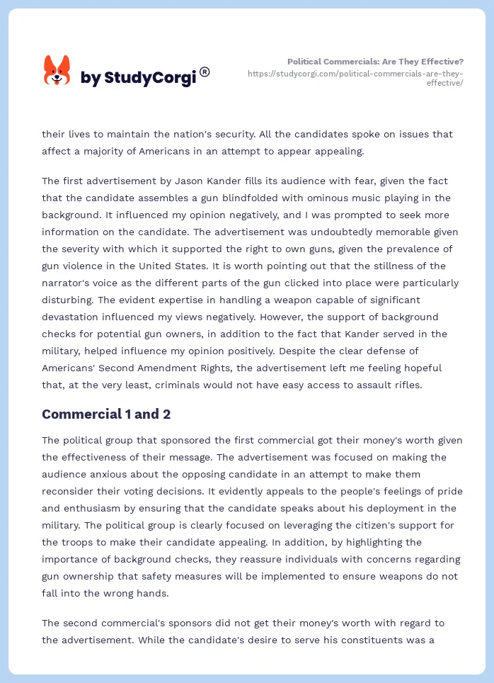Political Commercials: Are They Effective?. Page 2