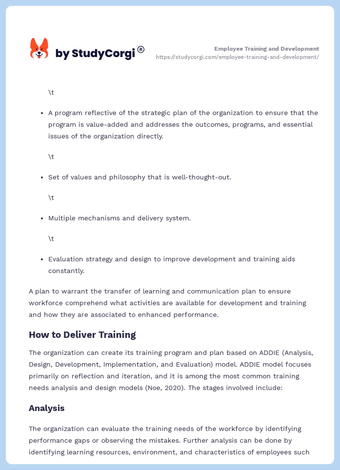 Employee Training and Development. Page 2