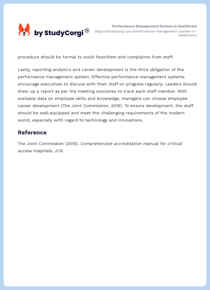 Performance Management System in Healthcare. Page 2