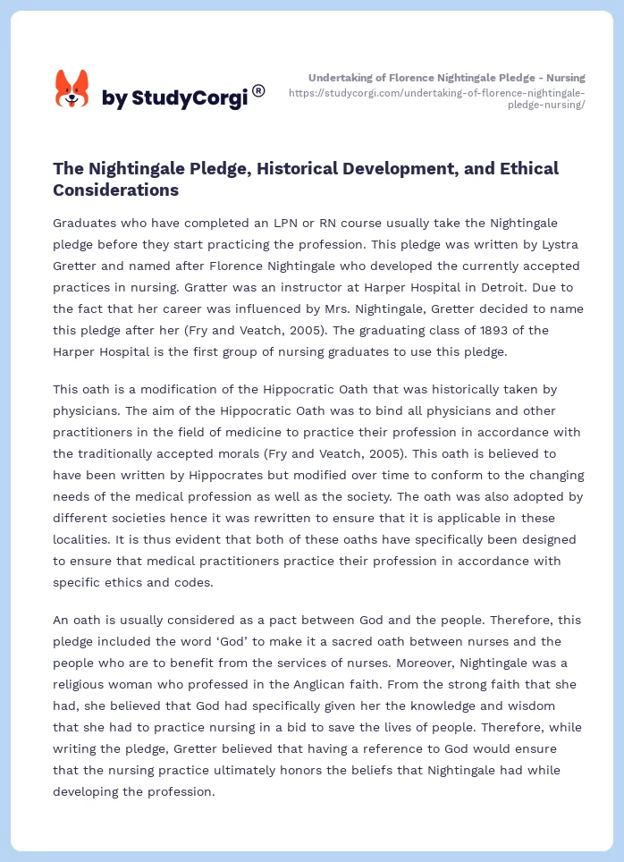 Undertaking of Florence Nightingale Pledge - Nursing. Page 2