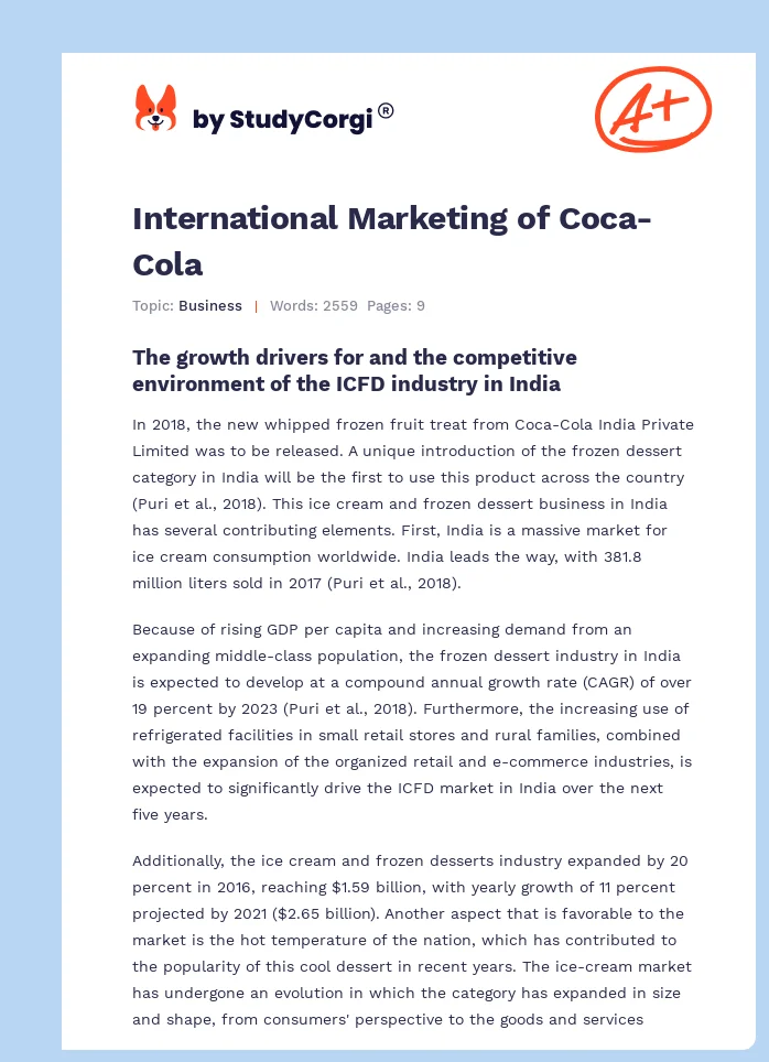 International Marketing of Coca-Cola. Page 1