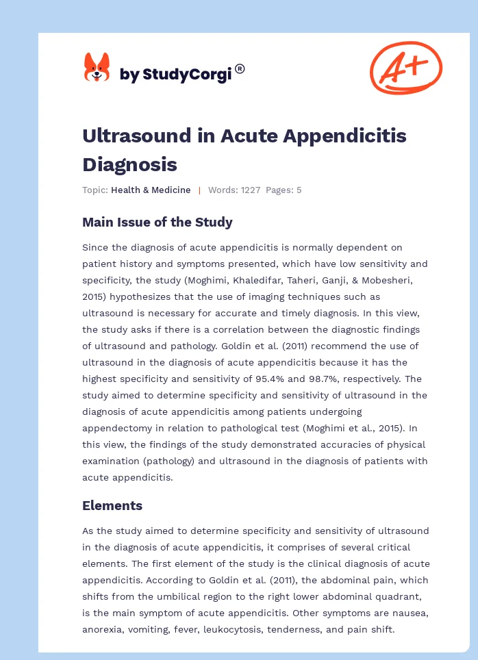 Ultrasound in Acute Appendicitis Diagnosis. Page 1
