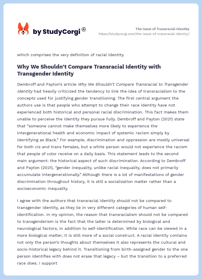 The Issue of Transracial Identity. Page 2