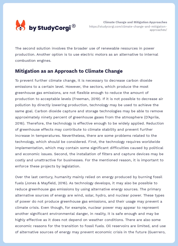 Climate Change and Mitigation Approaches. Page 2