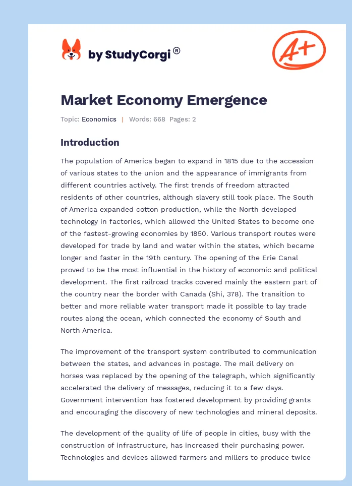 Market Economy Emergence. Page 1