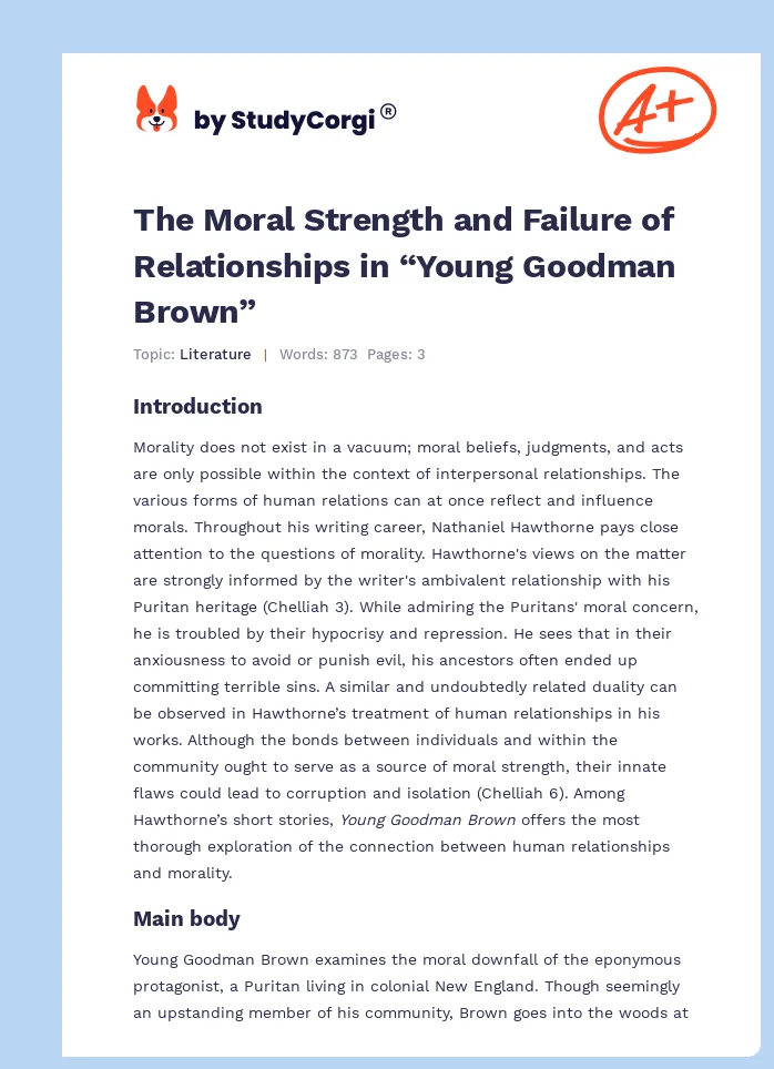 The Moral Strength and Failure of Relationships in “Young Goodman Brown”. Page 1