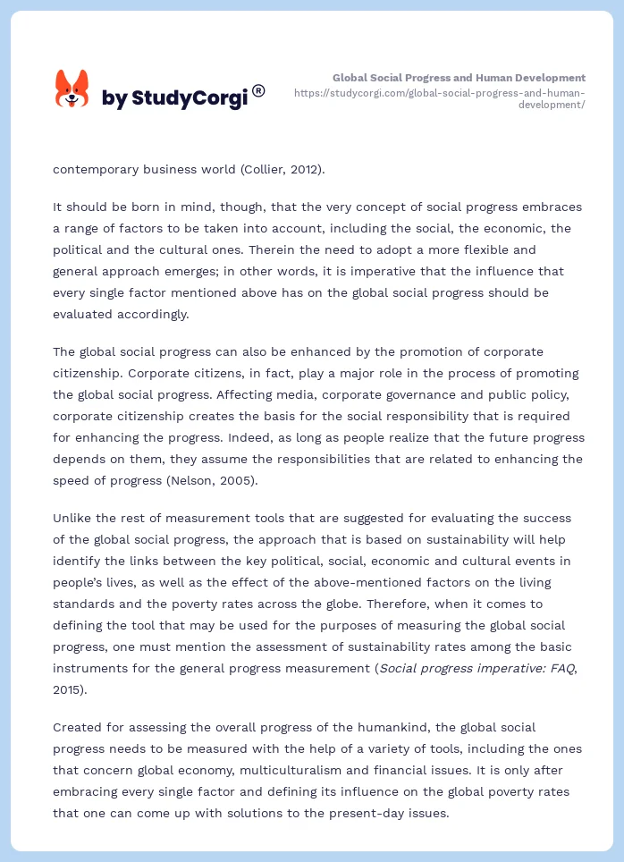 Global Social Progress and Human Development. Page 2