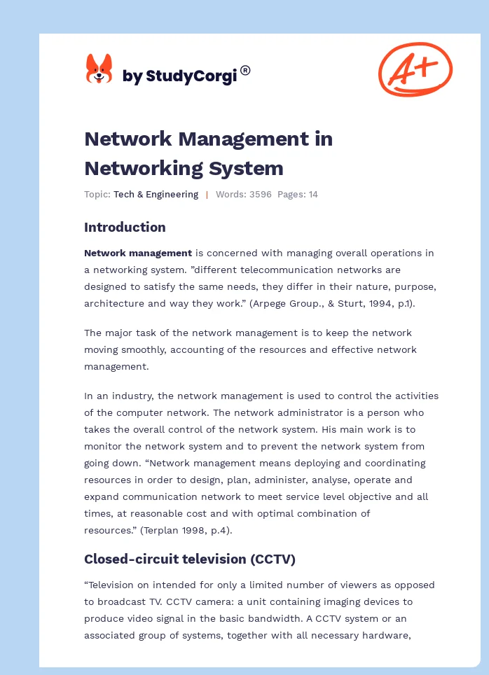 Network Management in Networking System. Page 1