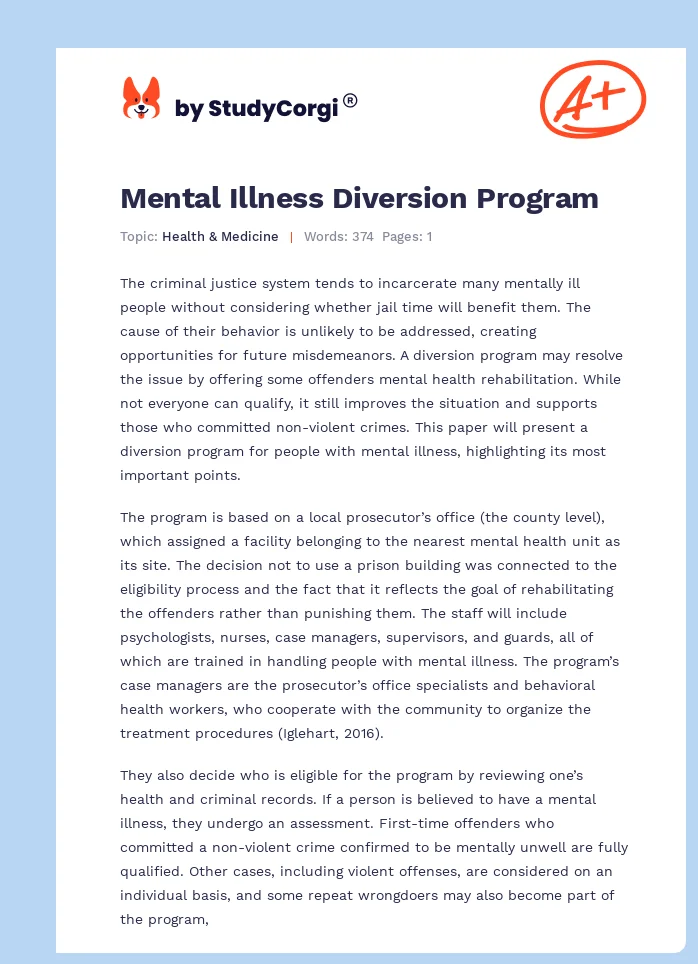 Mental Illness Diversion Program. Page 1