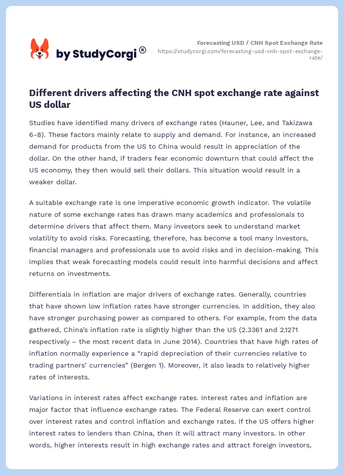 Forecasting USD / CNH Spot Exchange Rate. Page 2