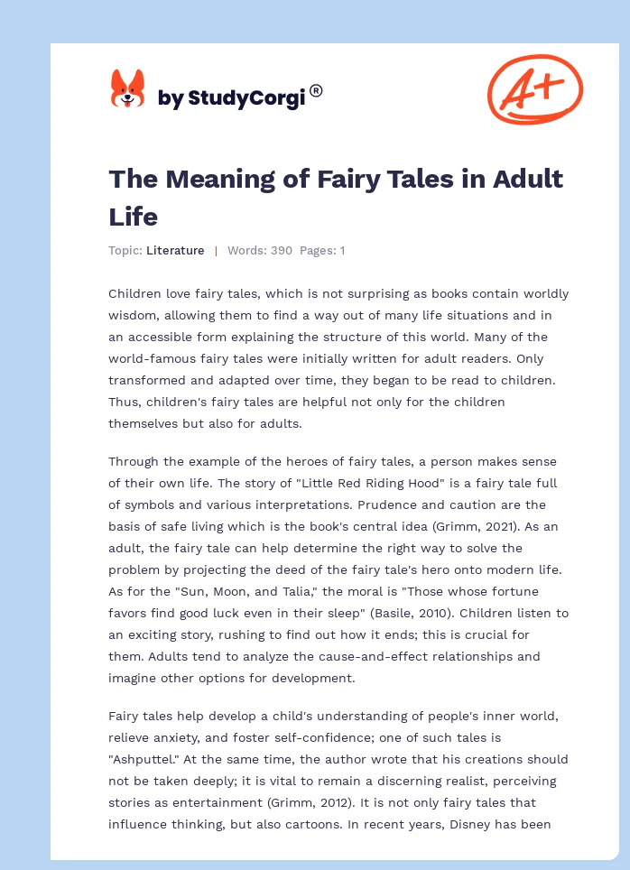 The Meaning of Fairy Tales in Adult Life. Page 1
