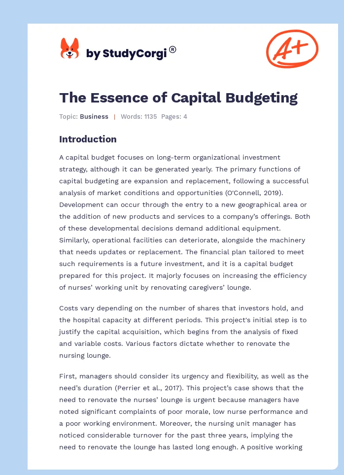 The Essence of Capital Budgeting. Page 1