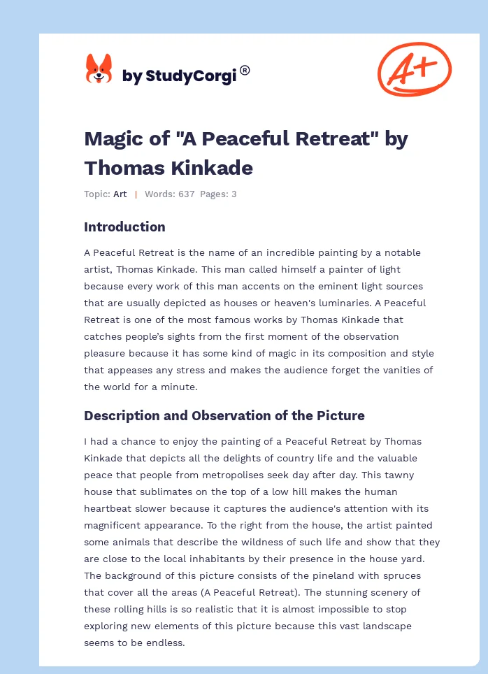 Magic of "A Peaceful Retreat" by Thomas Kinkade. Page 1
